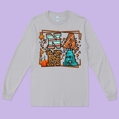 Fall Autumn Leopard Nana Long Sleeve Tee Designed By Lillyallendesigns