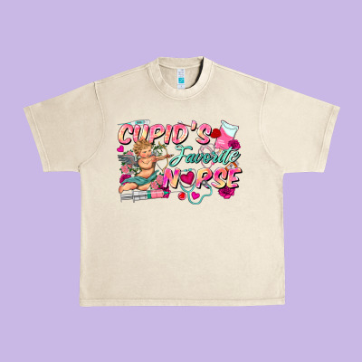 Cupid's Favorite Nurse Urban Heavy Tee Designed By Fadigitalartstudio