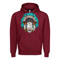 Burgundy simmental indian headdress Zipper Hoodie - JahusDesignShop