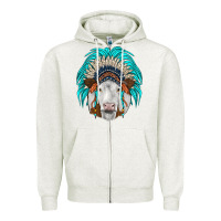 Oatmeal Heather simmental indian headdress Zipper Hoodie - JahusDesignShop