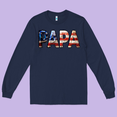 American Flag Papa 4th Of July Long Sleeve Tee Designed By Lillyallendesigns