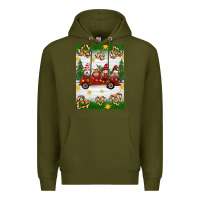 Army Green christmas gnomes truck Premium Hoodie - Artiststas