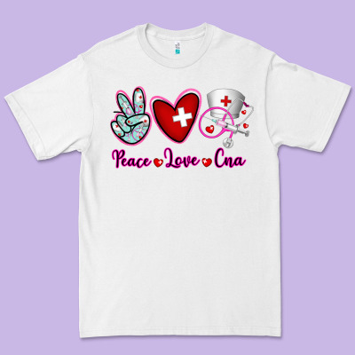 Peace Love Cna Premium Tee Designed By Ranaportraitstore