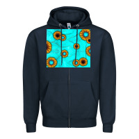 Navy turquoise gemstone sunflower Zipper Hoodie - JahusDesignShop