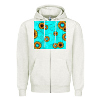 Oatmeal Heather turquoise gemstone sunflower Zipper Hoodie - JahusDesignShop