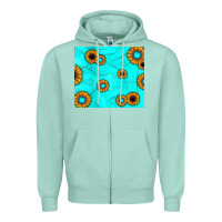 Seafoam turquoise gemstone sunflower Zipper Hoodie - JahusDesignShop