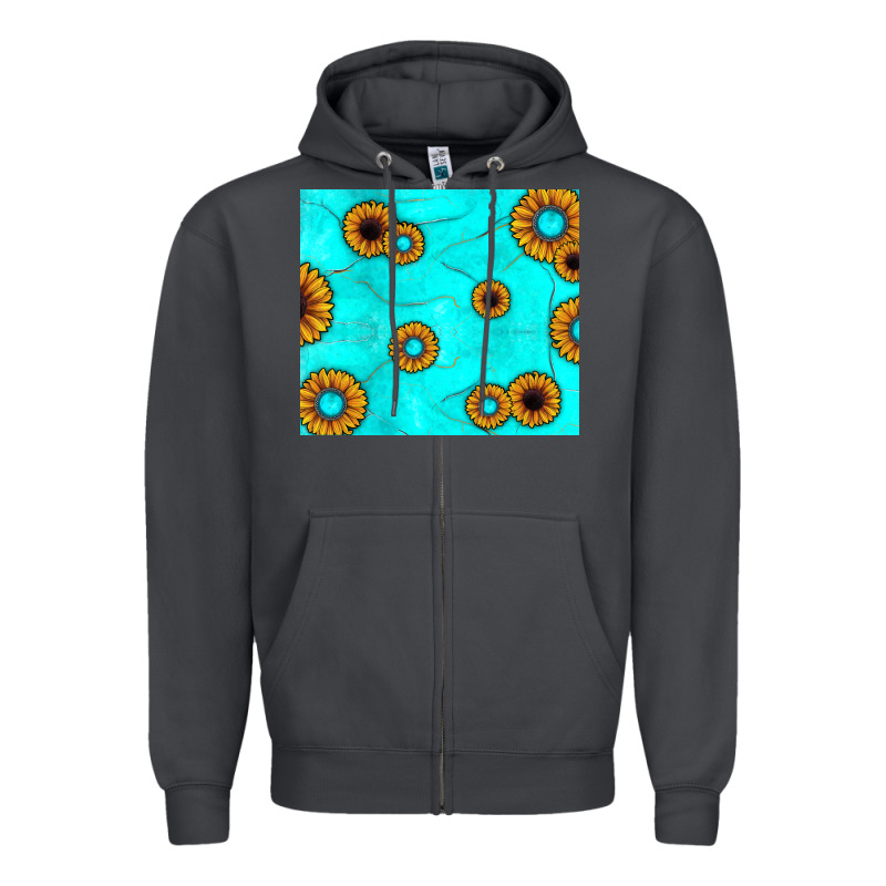 Turquoise Gemstone Sunflower Zipper Hoodie by JahusDesignShop | Teevron