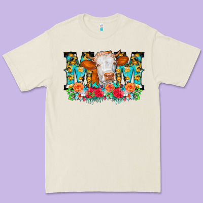 Mom Cow Flowers Premium Tee Designed By Cowcowdesign