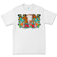 White Mom Cow Flowers Premium Tee - CowCowDesign