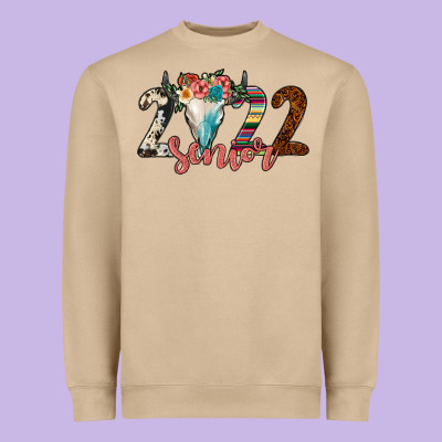 2022 Senior Bull Skull Heavyweight Sweatshirt Designed By Jahusdesignshop