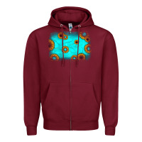 Burgundy turquoise gemstone sunflower background Zipper Hoodie - JahusDesignShop