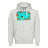 Dove Grey turquoise gemstone sunflower background Zipper Hoodie - JahusDesignShop