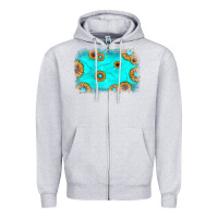 Heather Grey turquoise gemstone sunflower background Zipper Hoodie - JahusDesignShop