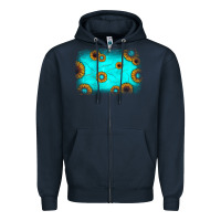 Navy turquoise gemstone sunflower background Zipper Hoodie - JahusDesignShop