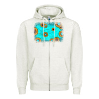 Oatmeal Heather turquoise gemstone sunflower background Zipper Hoodie - JahusDesignShop