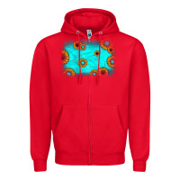 Red turquoise gemstone sunflower background Zipper Hoodie - JahusDesignShop
