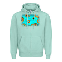 Seafoam turquoise gemstone sunflower background Zipper Hoodie - JahusDesignShop