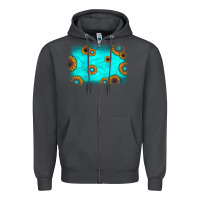 Smoke turquoise gemstone sunflower background Zipper Hoodie - JahusDesignShop