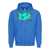 True Royal turquoise gemstone sunflower background Zipper Hoodie - JahusDesignShop