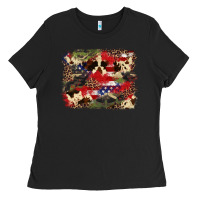 Black 4th of july american flagcowhide  leopard backgrou Ladies Tee - FaDigitalArtStudio