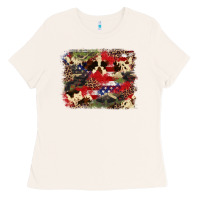 Bone 4th of july american flagcowhide  leopard backgrou Ladies Tee - FaDigitalArtStudio
