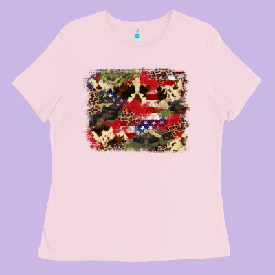 4th Of July American Flagcowhide  Leopard Backgrou Ladies Tee Designed By Fadigitalartstudio