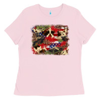 Bubblegum Pink 4th of july american flagcowhide  leopard backgrou Ladies Tee - FaDigitalArtStudio