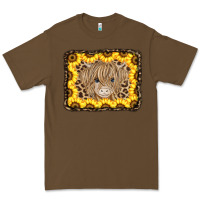 Cacao Baby Cow Leopard Sunflowers Premium Tee - CowCowDesign