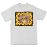Dove Grey Baby Cow Leopard Sunflowers Premium Tee - CowCowDesign