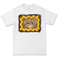 White Baby Cow Leopard Sunflowers Premium Tee - CowCowDesign