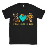 Black peace love faith with cros and sunflower Classic Tee - Artiststas