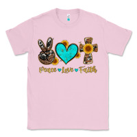 Bubblegum Pink peace love faith with cros and sunflower Classic Tee - Artiststas