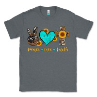 Charcoal Heather peace love faith with cros and sunflower Classic Tee - Artiststas