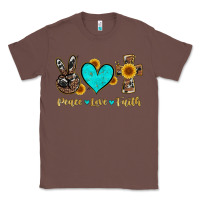 Chestnut peace love faith with cros and sunflower Classic Tee - Artiststas