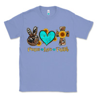 Colony Blue peace love faith with cros and sunflower Classic Tee - Artiststas