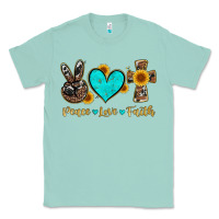 Seafoam peace love faith with cros and sunflower Classic Tee - Artiststas