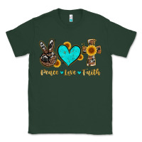 Sports Green peace love faith with cros and sunflower Classic Tee - Artiststas