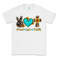 White peace love faith with cros and sunflower Classic Tee - Artiststas