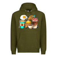 Army Green Breakfast Coffee Cups Premium Hoodie - Artiststas