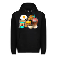 Black Breakfast Coffee Cups Premium Hoodie - Artiststas