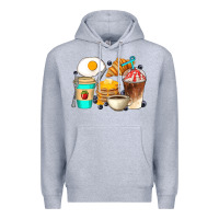 Heather Grey Breakfast Coffee Cups Premium Hoodie - Artiststas