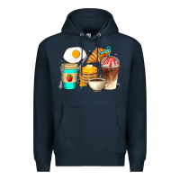 Navy Breakfast Coffee Cups Premium Hoodie - Artiststas