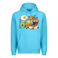 Ocean Blue Breakfast Coffee Cups Premium Hoodie - Artiststas
