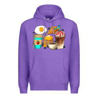 Purple Breakfast Coffee Cups Premium Hoodie - Artiststas