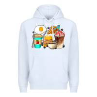 White Breakfast Coffee Cups Premium Hoodie - Artiststas