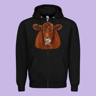 Red Angus Zipper Hoodie Designed By Jahusdesignshop