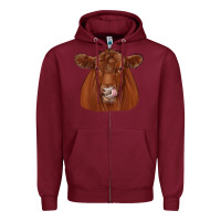 Burgundy red angus Zipper Hoodie - JahusDesignShop