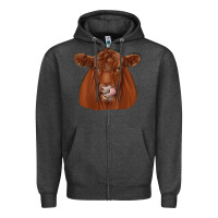 Charcoal Heather red angus Zipper Hoodie - JahusDesignShop