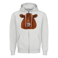 Dove Grey red angus Zipper Hoodie - JahusDesignShop