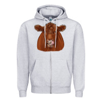 Heather Grey red angus Zipper Hoodie - JahusDesignShop